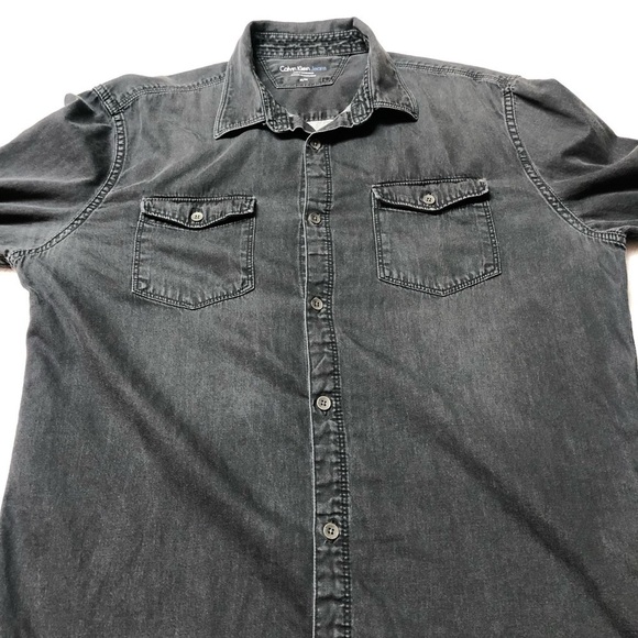 Calvin Klein Faded Black Button Up Shirt Med - Picture 4 of 9